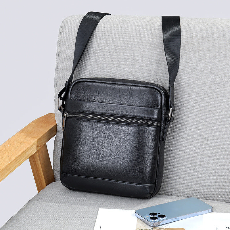 Men's shoulder bag, genuine cowhide leather, business commuting style, crossbody bag for men 