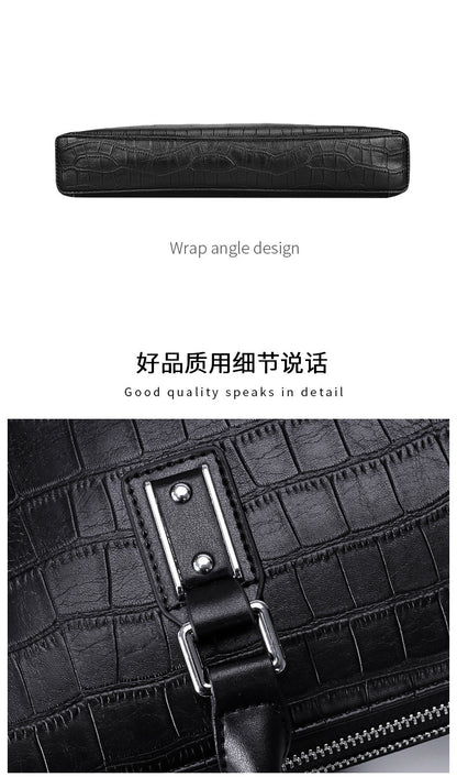 Men's Briefcase Handbag Cowhide Genuine Leather Computer Bag Business Large Capacity Fashion Crocodile Crest Handbag for Men 