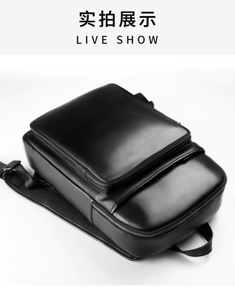 Men's backpack genuine cowhide leather high quality Korean casual sports backpack 