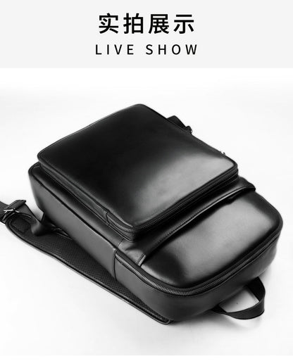 Men's backpack genuine cowhide leather high quality Korean casual sports backpack 