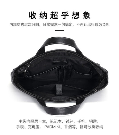 Men's handbag genuine cowhide leather business casual large capacity briefcase handbag 