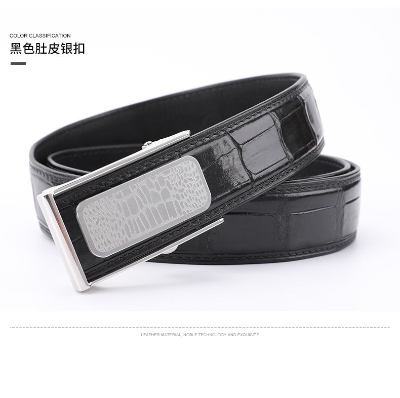 Siamese Crocodile Skin Men's Belt Automatic Buckle Business Casual Genuine Leather Belt 