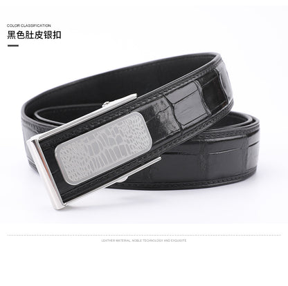 Siamese Crocodile Skin Men's Belt Automatic Buckle Business Casual Genuine Leather Belt 