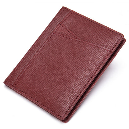 Men's Card Bag Cow Leather Thin Simple Card Holder RFID Card Clip for Men 
