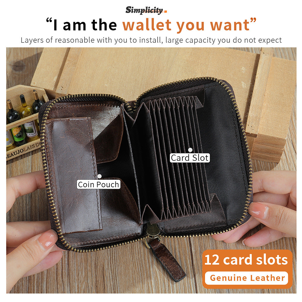 Men's wallet cowhide anti-theft brush coin purse card bag multifunctional men's wallet handbag 