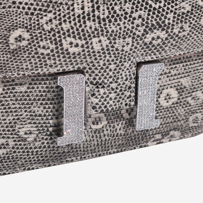 Siamese Crocodile Skin Lizard Pattern Luxury Genuine Leather Women's Bag Rhinestone Buckle Side Bag Crossbody Bag