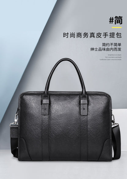 Men's handbag, genuine cowhide leather, crossbody bag, business, large capacity briefcase, computer bag 