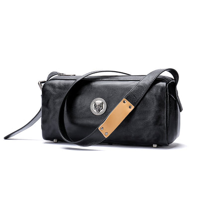 Men's Shoulder Bag Made of Genuine Cowskin Leather with Hand-held Crest High Quality Luxury Fashion Crossbody Bag for Men 