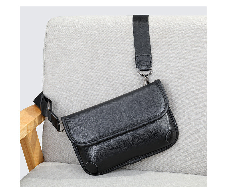 Men's Shoulder Bag Genuine Cowhide Leather Simple Fashion Men's Crossbody Bag 