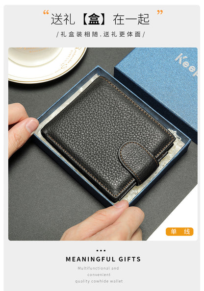 Men's short wallet made of genuine cowhide leather Casual men's wallet 