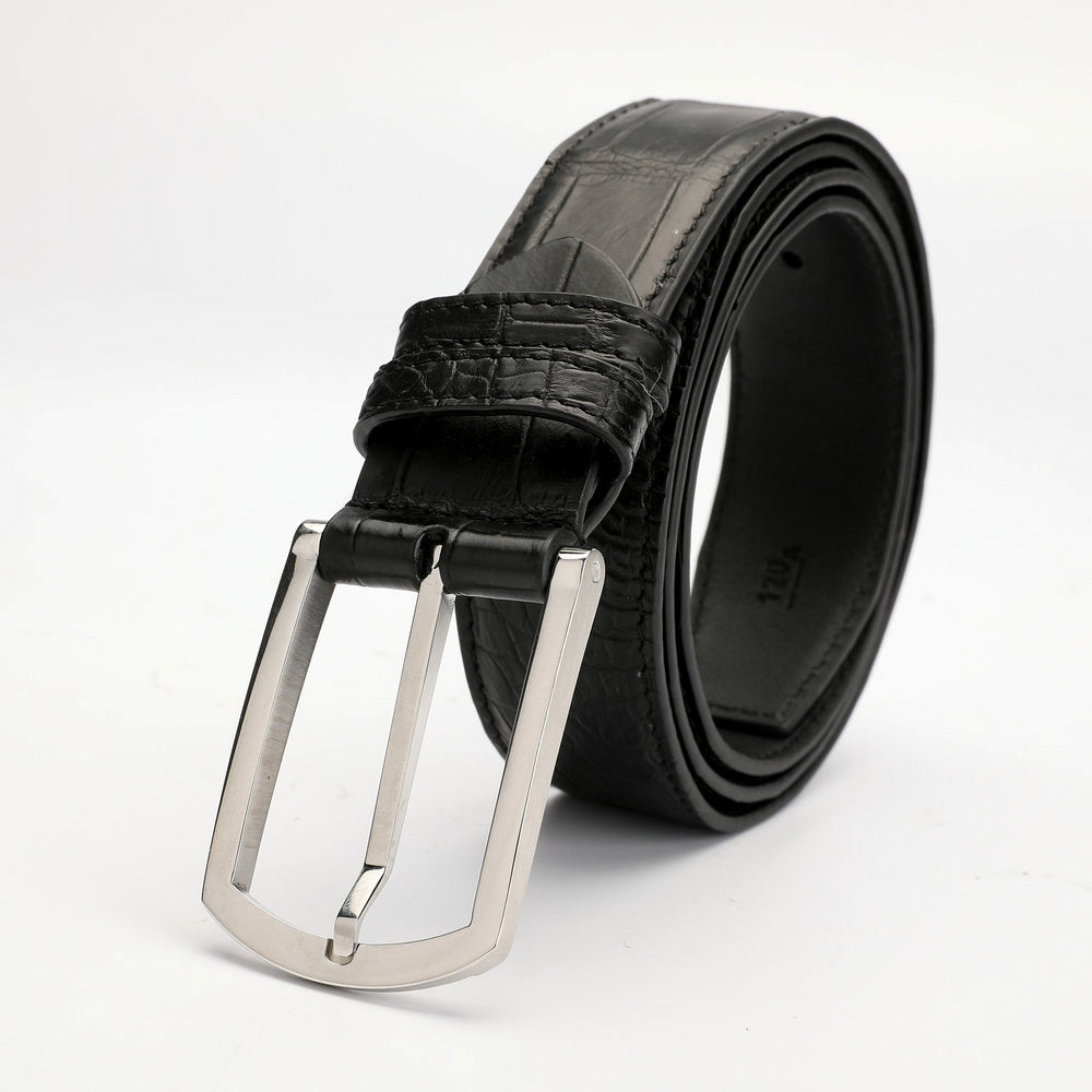 Crocodile Belly Skin Genuine Leather Men's Belt No Pieces Width 3.4cm High Quality Belt 