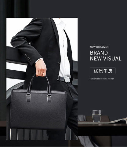 Men's handbag cowhide genuine leather computer bag large capacity business briefcase 