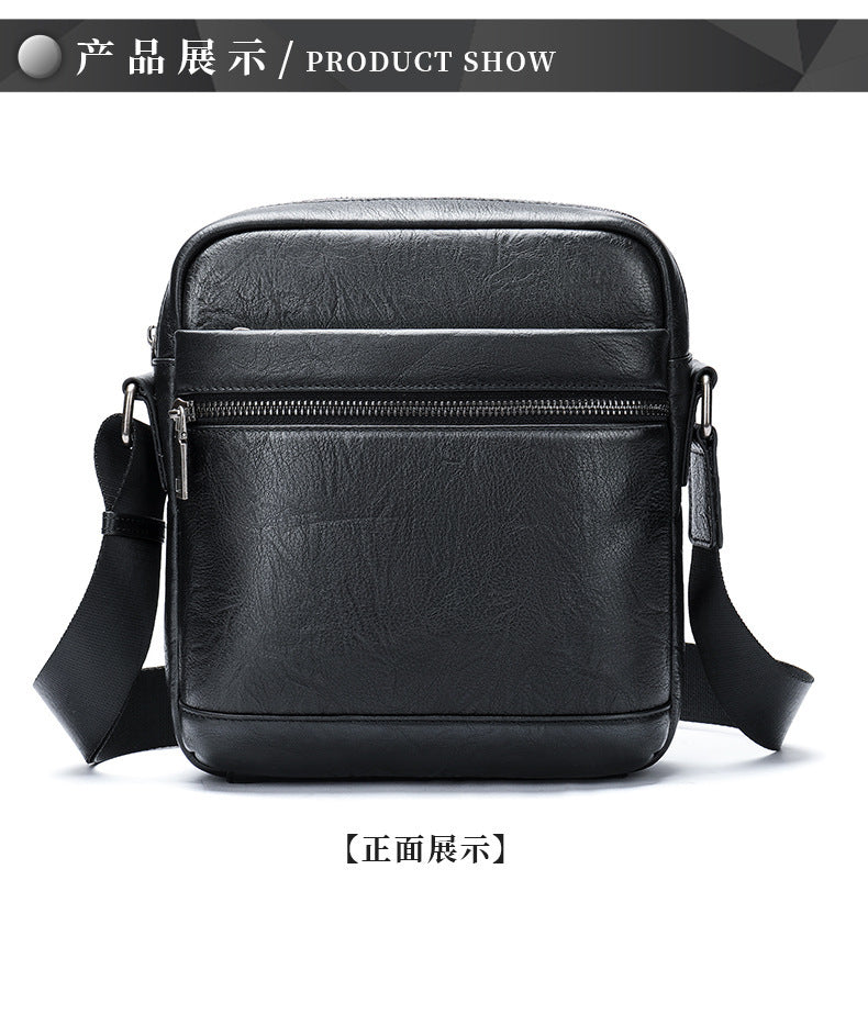 Men's shoulder bag, genuine cowhide leather, business commuting style, crossbody bag for men 