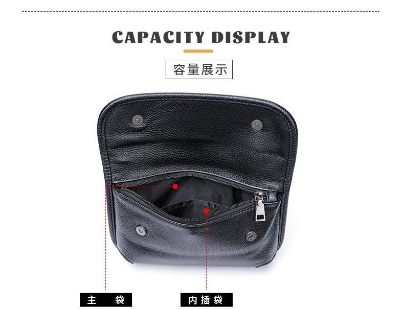 Men's Shoulder Bag Genuine Cowhide Leather Simple Fashion Men's Crossbody Bag 