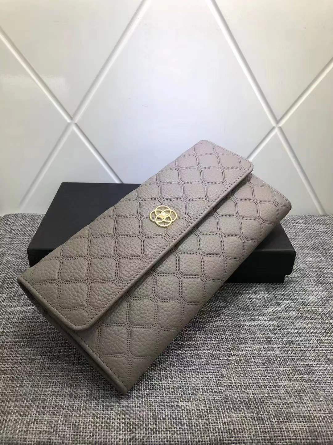 Ladies wallet fashion check cowhide wallet simple ladies bifold wallet bag