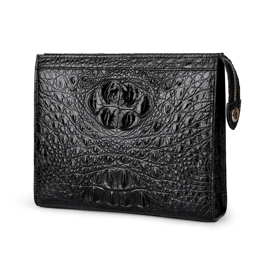 Siamese crocodile skin men's handbag genuine leather large capacity casual business men's bag 