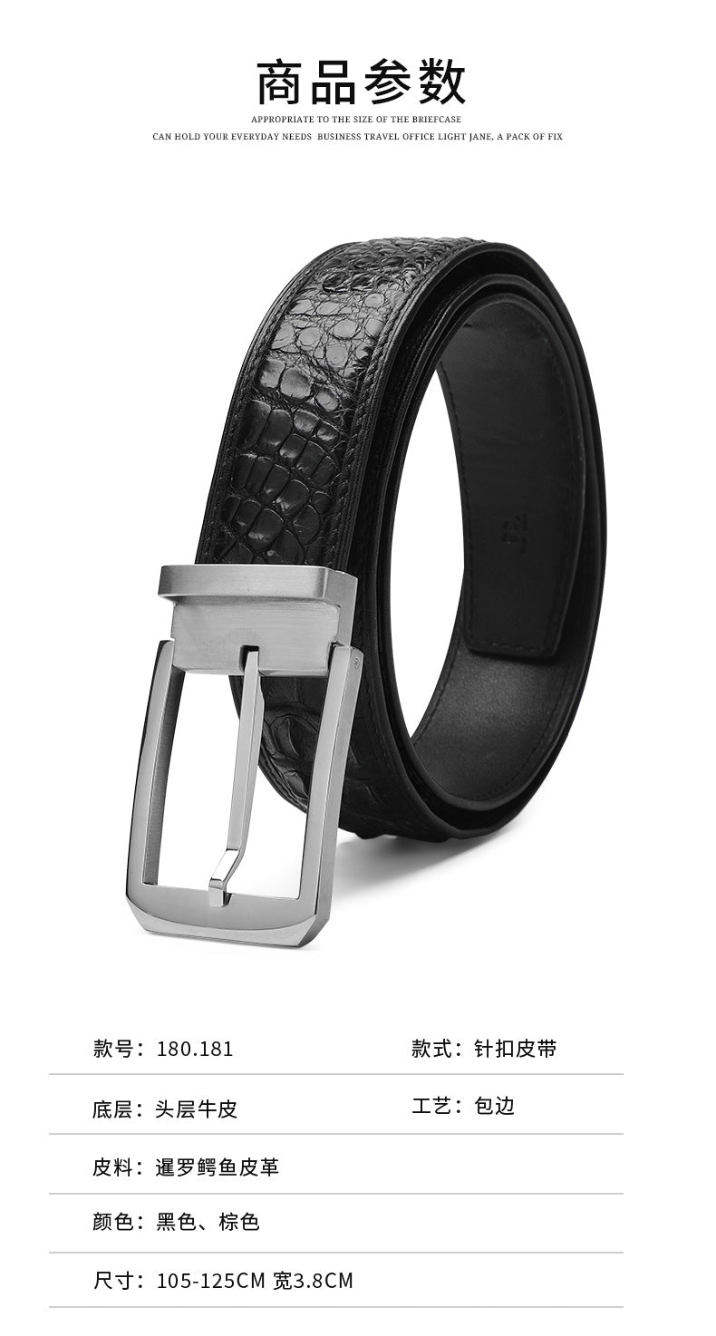 Siamese Crocodile Skin Men's Belt Genuine Leather Business Casual Width 3.8cm Men's Belt 