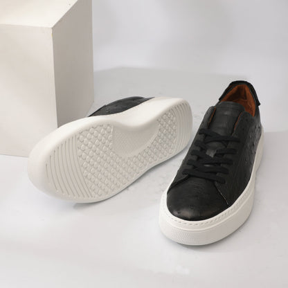 Ostrich Skin Men Shoes Fashion Genuine Leather Sneakers Men's Casual Sports Shoes 