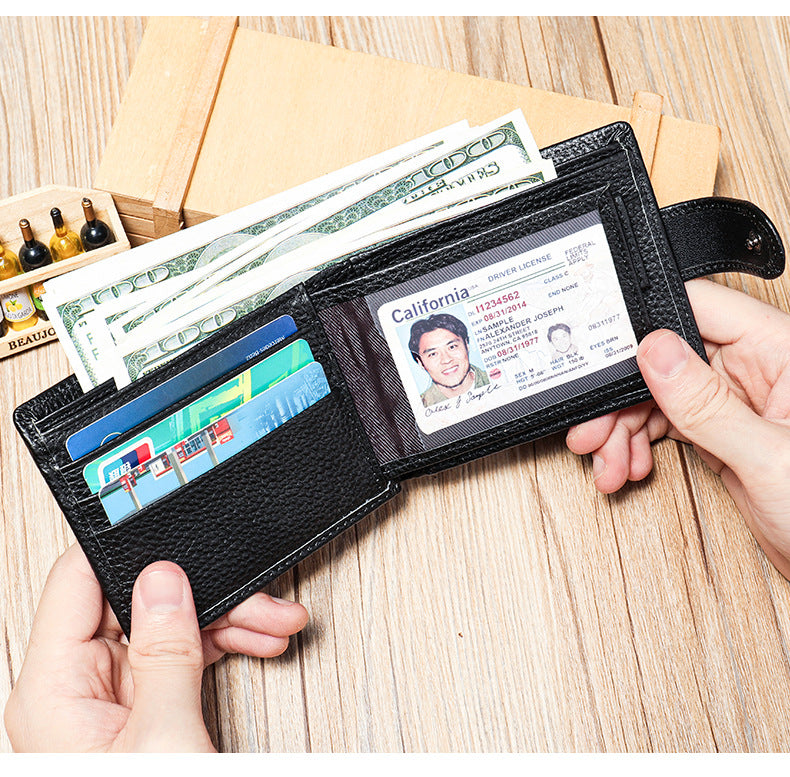 Men's Wallet RFID Genuine Cowhide Leather Card Holder Coin Casual Retro Large Capacity Clutch Bag 