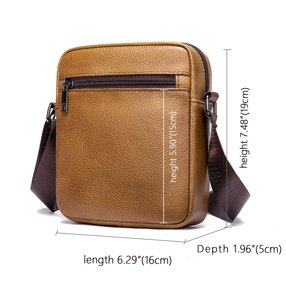 Men's shoulder bag Genuine cowhide leather business commuter lychee pattern crossbody bag for men 