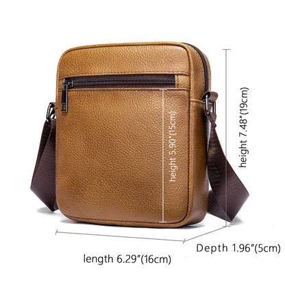 Men's shoulder bag Genuine cowhide leather business commuter lychee pattern crossbody bag for men 