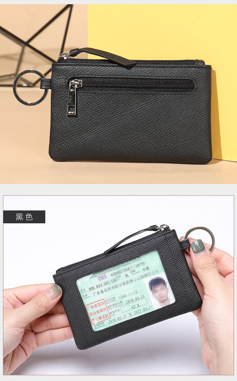 Men's Wallet Cow Leather Retro Casual Zipper Large Capacity Men's Wallet Coin Bag 