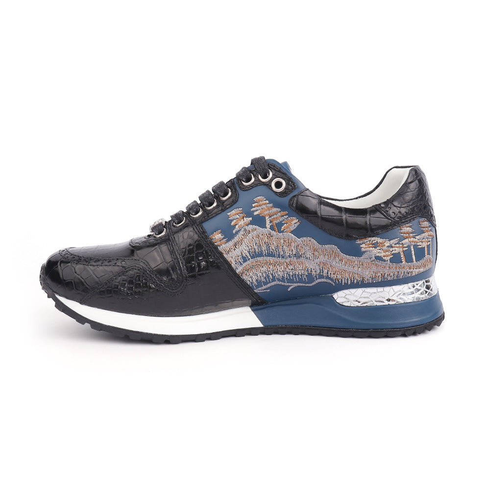 Crocodile leather genuine leather men's sneakers anti-slip fashion casual shoes men's shoes 