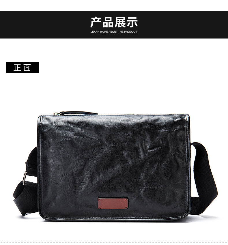 Men's Shoulder Bag Genuine Cowhide Leather Fashion Hand-held Crossbody Bag for Men 
