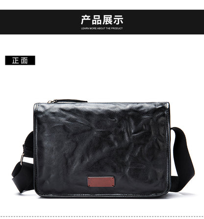 Men's Shoulder Bag Genuine Cowhide Leather Fashion Hand-held Crossbody Bag for Men 