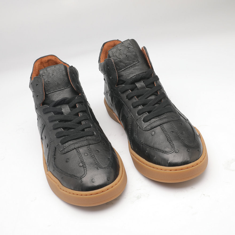 Ostrich skin genuine leather men's shoes fashion casual short boots 