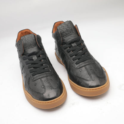 Ostrich skin genuine leather men's shoes fashion casual short boots 