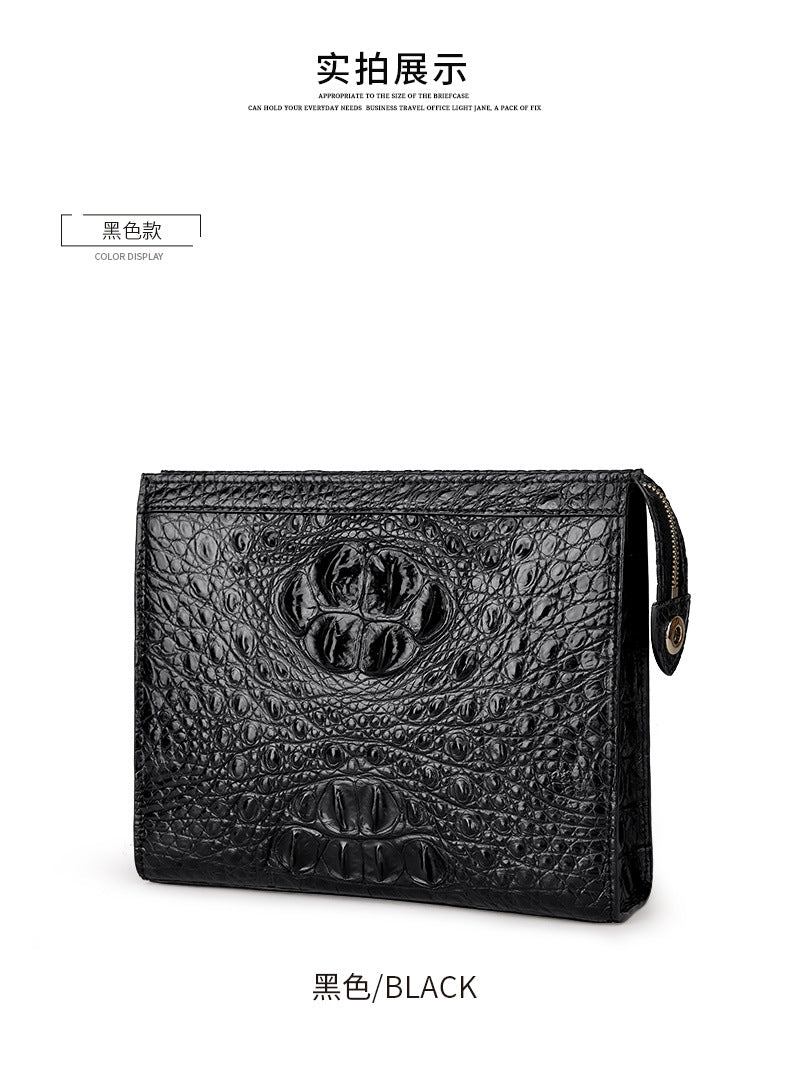 Siamese crocodile skin men's handbag genuine leather large capacity casual business men's bag 