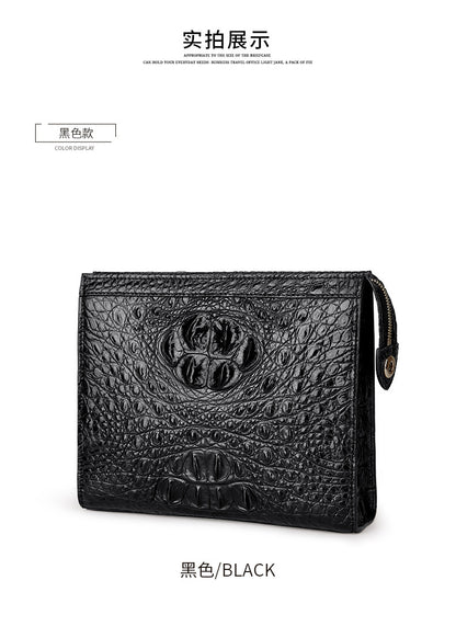 Siamese crocodile skin men's handbag genuine leather large capacity casual business men's bag 