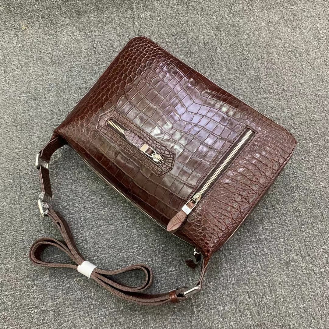 Men's Shoulder Bag Crocodile Belly Skin High Quality Casual Fashion Men's Crossbody Bag