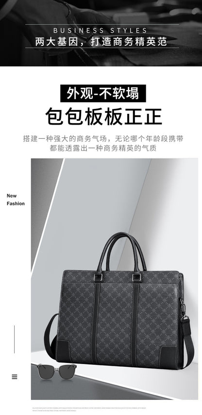 Men's Briefcase Simple Fashion Large Capacity Handbag Business Casual Handbag Crossbody Shoulder Bag 