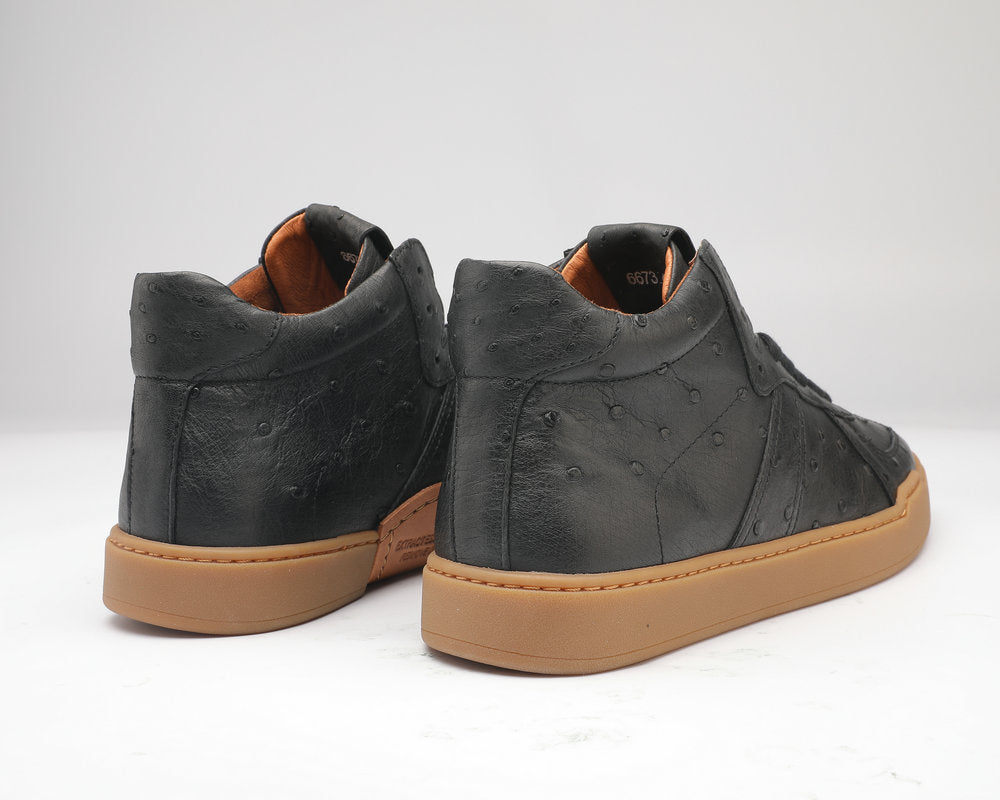 Ostrich skin genuine leather men's shoes fashion casual short boots 