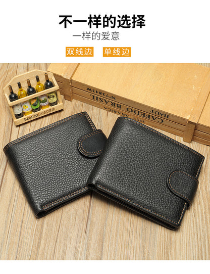 Men's short wallet made of genuine cowhide leather Casual men's wallet 