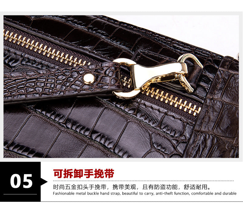 Men's Wallet Cow Leather Crocodile Crest Fashion Clutch Bag Smartphone Coin Card Holder Men's Wallet 