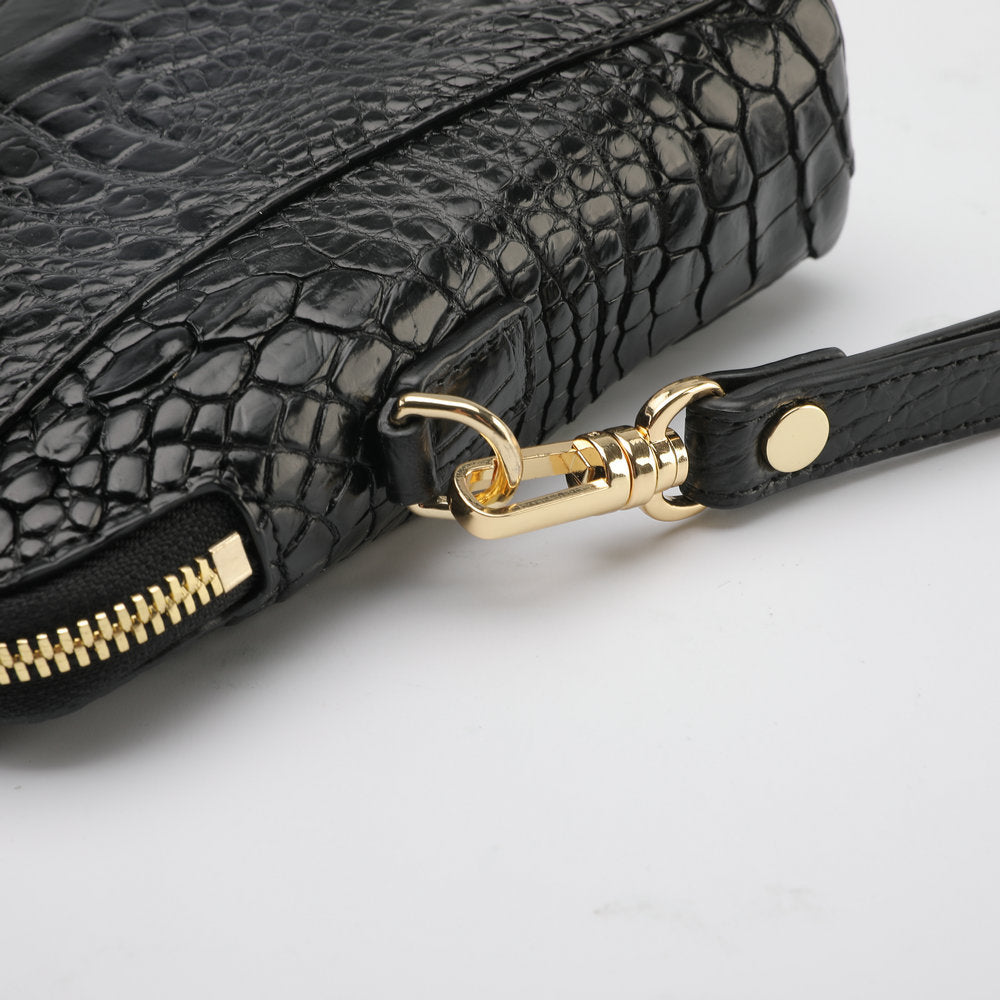 Crocodile Belly Skin Men's Bag Business Large Capacity Casual Security Lock Handbag 
