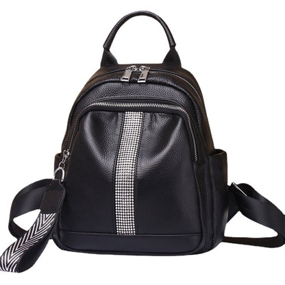 Genuine leather ladies shoulder bag women cowhide rucksack zipper commuting 