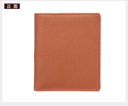 Men's short wallet genuine cowhide leather bi-fold retro card bag men's wallet 