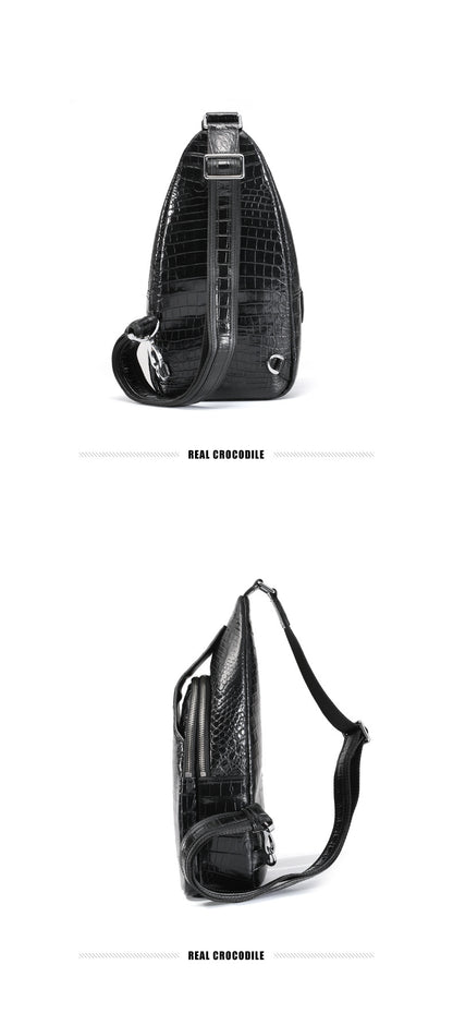 New Thai Siamese Crocodile Skin Men's Bust Bag Genuine Leather High Quality Casual Fashion Crossbody Shoulder Bag 