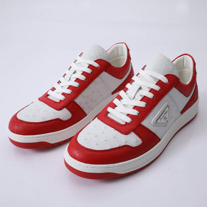2023 New Ostrich Skin Men's Sneakers Genuine Leather Casual Fashion Men's Shoes 