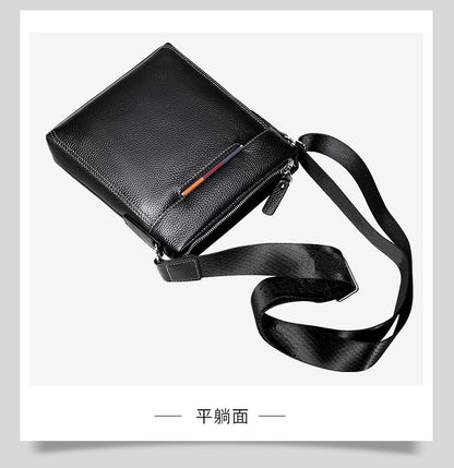 Men's Shoulder Bag Genuine Cowhide Leather Korean Fashion Business Casual Crossbody Bag for Men 