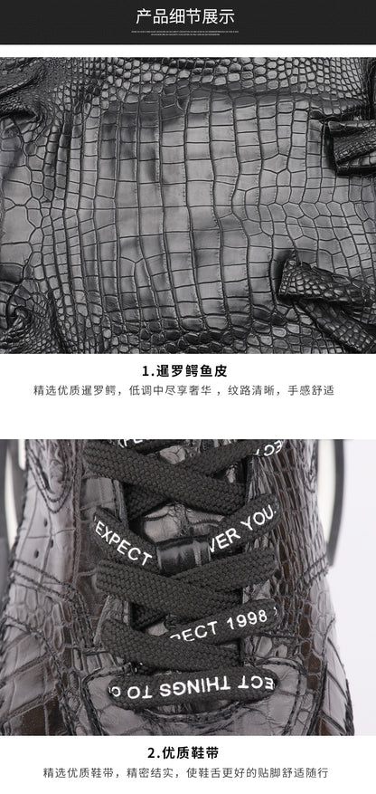 Taisham Crocodile Skin Genuine Leather Men's Sneakers Fashion Men Shoes 