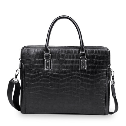 Men's Briefcase Handbag Cowhide Genuine Leather Computer Bag Business Large Capacity Fashion Crocodile Crest Handbag for Men 