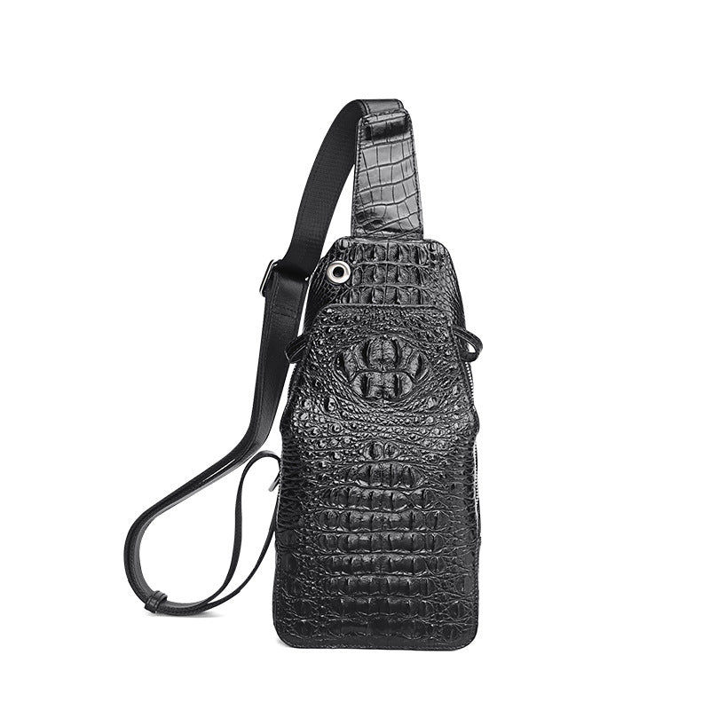 Crocodile bone skin bust bag genuine leather men's bag casual luxury crossbody bag 