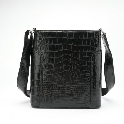 Men's Shoulder Bag Crocodile Skin Genuine Leather Business Casual Outdoor Office Crossbody Bag