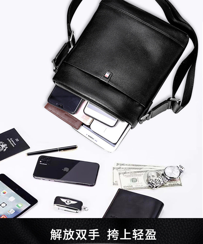 Men's Shoulder Bag Made of Genuine Cowhide Leather Large Capacity Casual Bag for Men 
