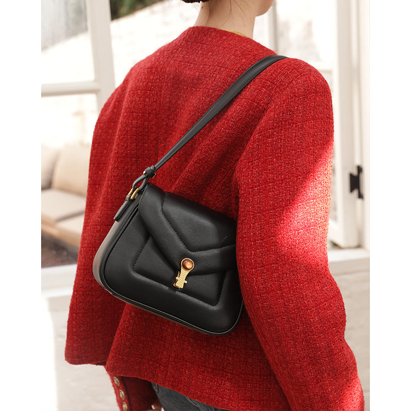 Underarm bag ladies genuine leather shoulder bag cowhide crossbody bag fashion goes with anything